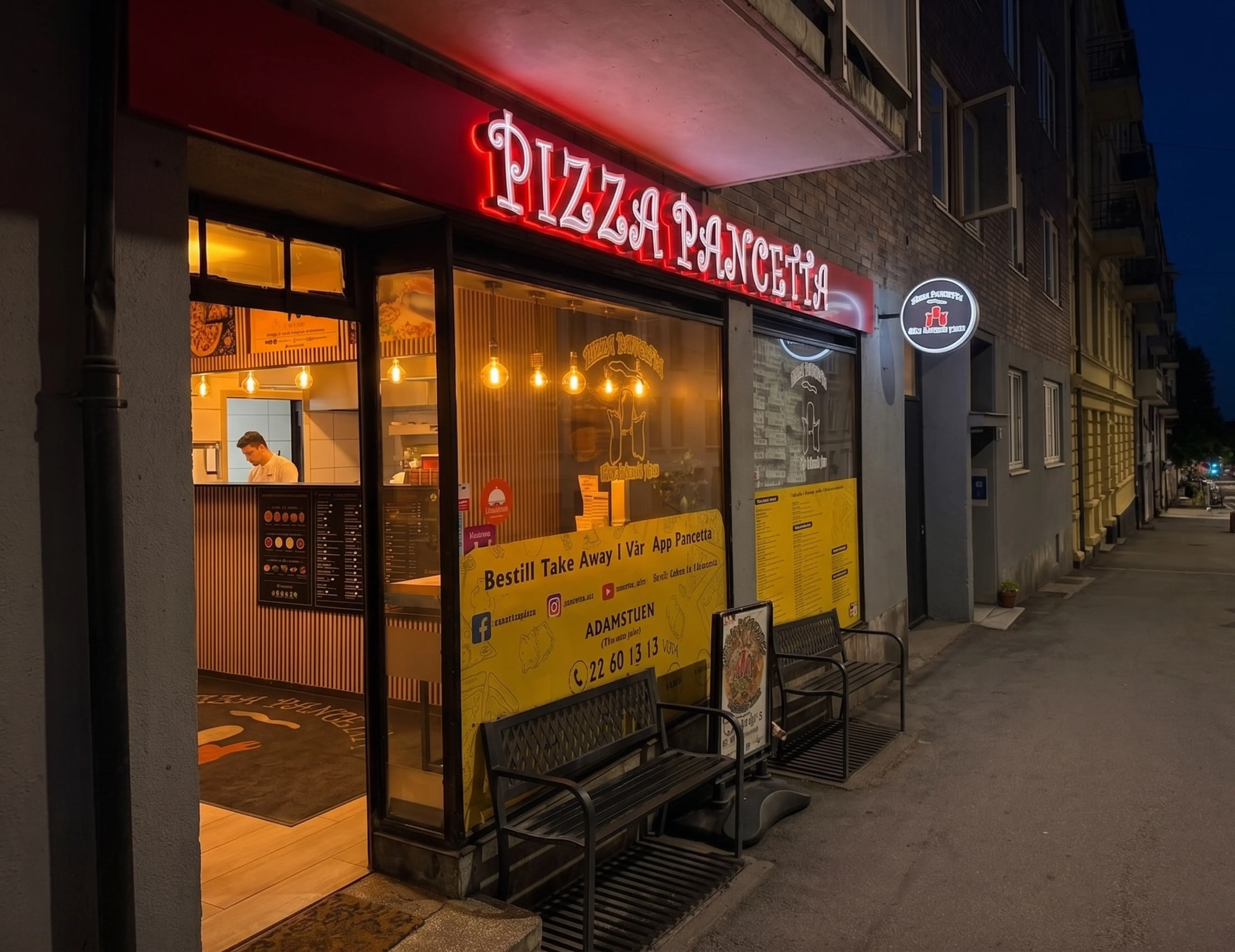 Pizza Pancetta Adamstuen — interiør og atmosfære